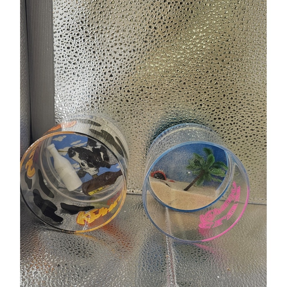 (2) Club Kahlua  Novelty Plastic Drinkware‎ Assorted Style Seashell Sand Designs - Picture 2 of 12